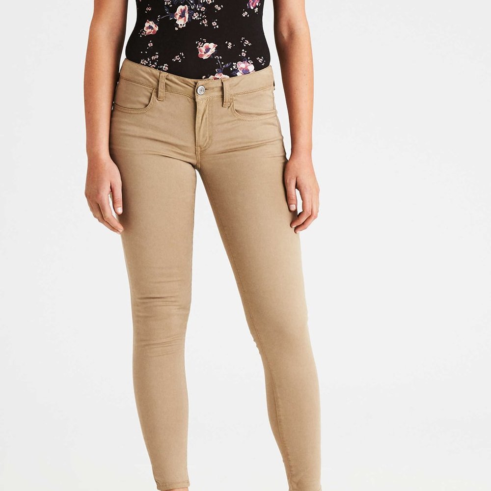 American Eagle Sateen Tan Super SOFT Jeggings